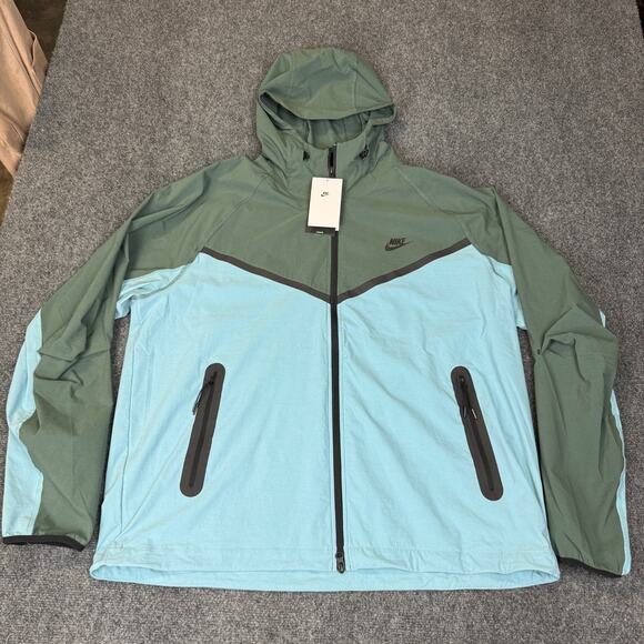 Nike Tech Mens Large Full Zip Woven Jacket Hooded Blue Green HM7151-464 NWT - Picture 2 of 12